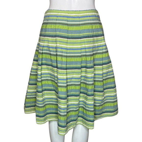 Worthington Skirt Womens 4 Pink‎ Green Blue Stripe A-Line Skirt Casual Office - Picture 4 of 8